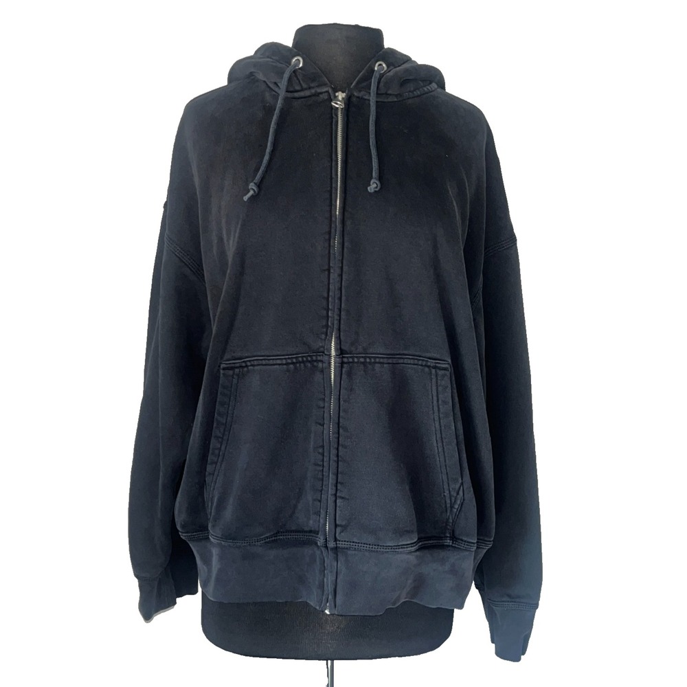 H&M Men's Full Zip Hoodie Mediumweight Athletic Casual Black Sweatshirt Size XL